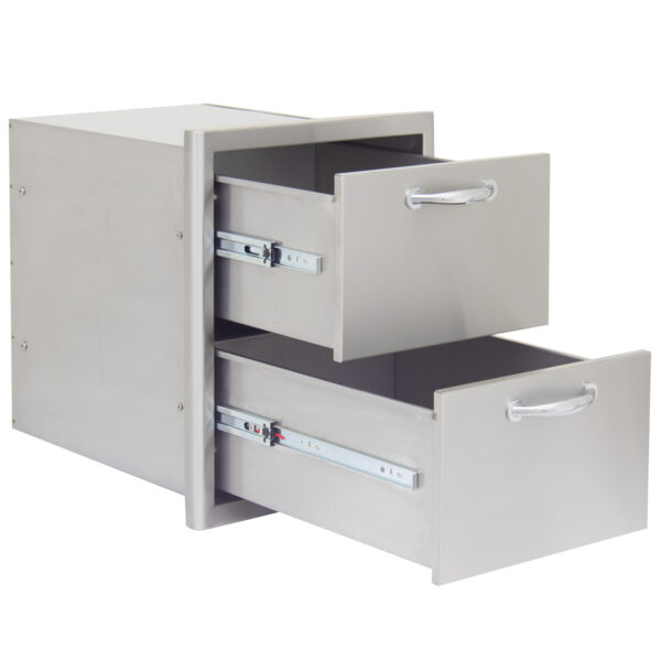 Blaze 16" Stainless Steel Double Access Drawer with LED Lighting - BLZ-DRW2-R-LT - Image 2
