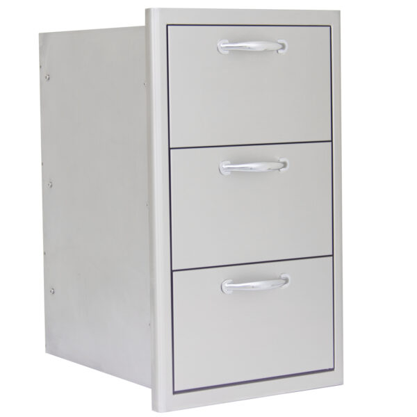 Blaze 16" Stainless Steel Triple Access Drawer with LED Lighting - BLZ-DRW3-R-LT