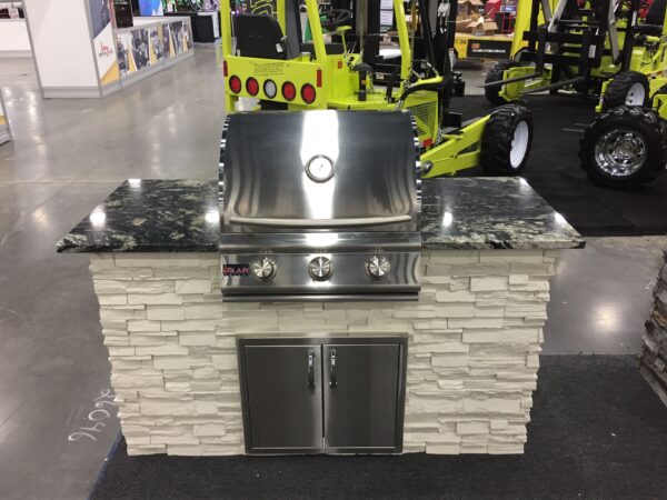 TRU Innovative Outdoor 5' Island Package - Brown Stacked Stone with Steel Grey Polished Granite Top (NG/LP Options) - Model B25011101