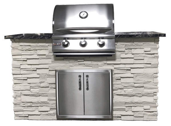 TRU Innovative Outdoor 5' Island Package - Brown Stacked Stone with Steel Grey Polished Granite Top (NG/LP Options) - Model B25011101 - Image 2