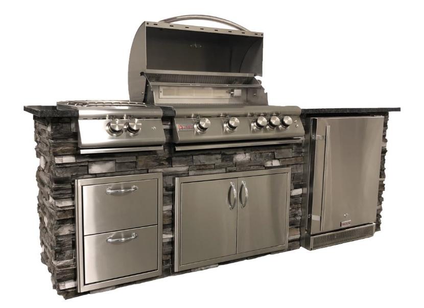 TRU Innovative Outdoor: 8' Island Package with Grill, Burner & Refrigerator